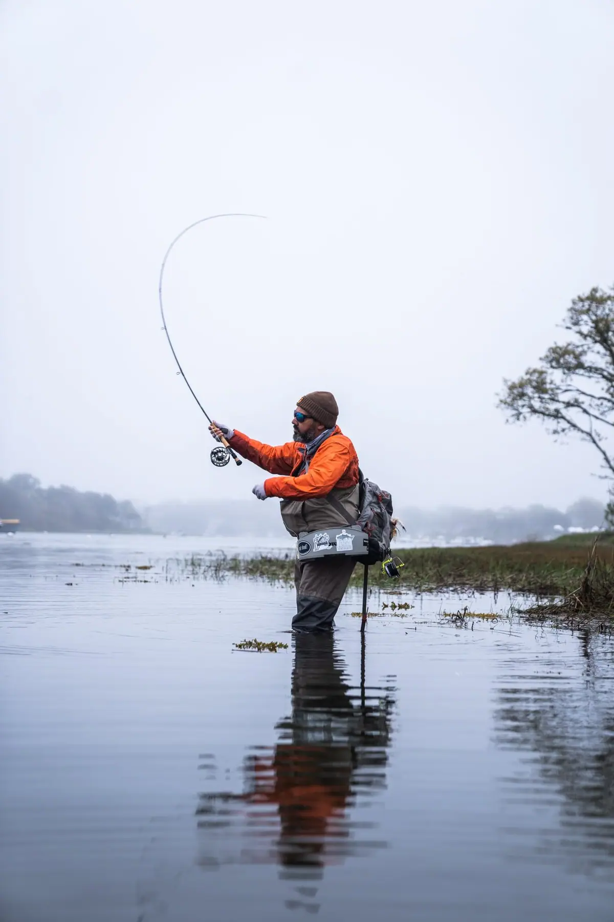 Josh Crumpton fly casting in the fog