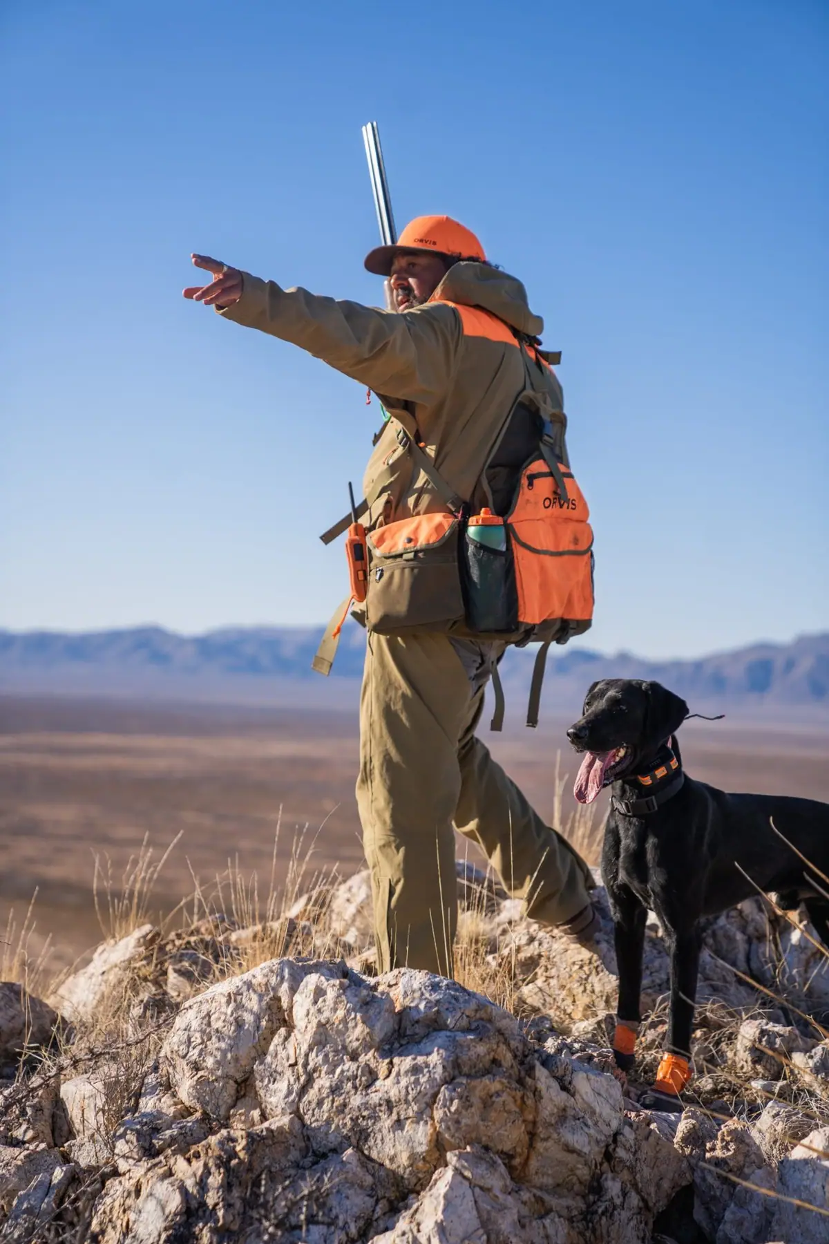 Josh Crumpton upland hunting with his Labrador in West Texas
